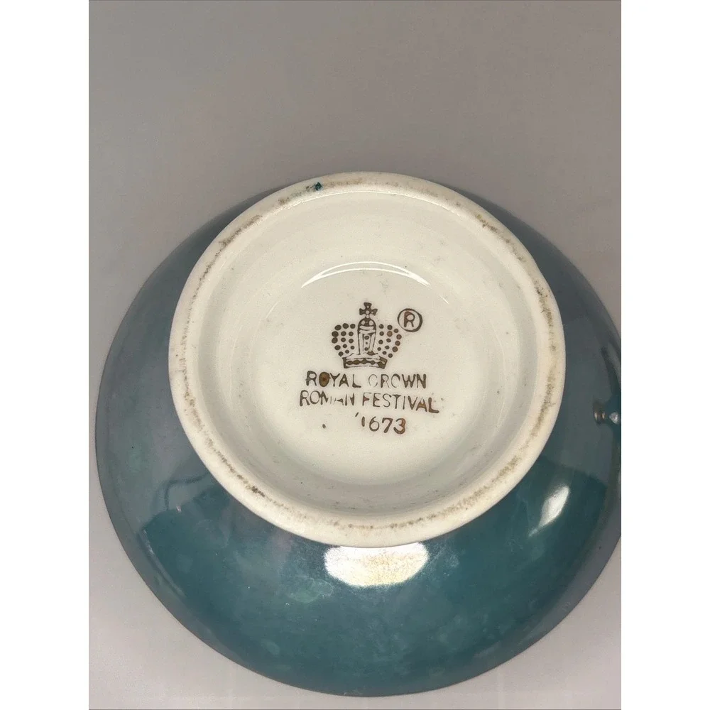 Royal Crown Roman Festival Sugar Bowl Teal Gold